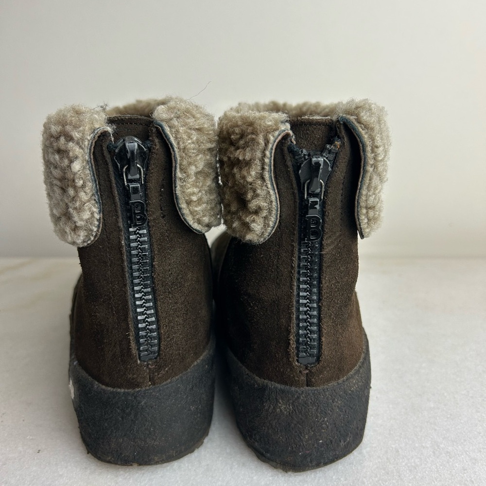 Bally Women’s Suede Ankle Sheepskin Lined Brown Boots - Picture 3 of 6